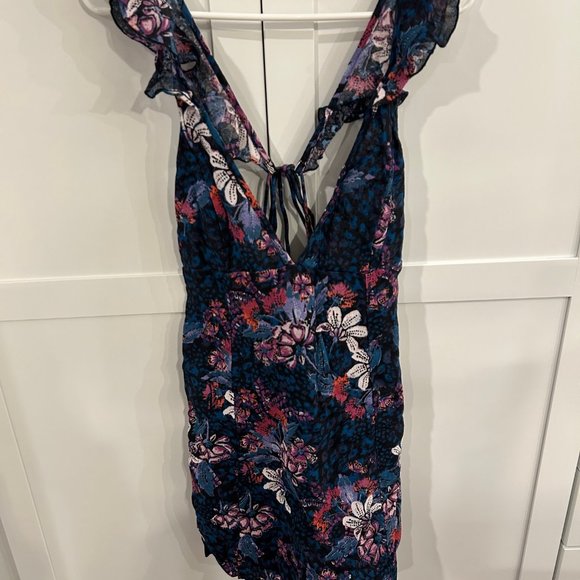 Free People Floral Navy and Purple Sleeveless dress - Size Small - Picture 1 of 4